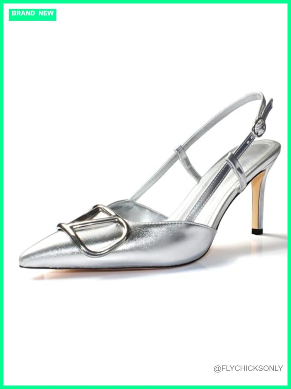 Faux Leather Heeled Slingback Sandals Pointed Toe Stiletto High Heels Formal